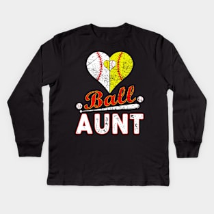 Ball Aunt Softball Player Kids Long Sleeve T-Shirt